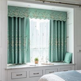 Curtain American Style Countryside Curtains For Living Room Cotton Linen Embroidered Bedroom Bay Window Screen