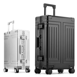 Luggage 20"24"26"30" Inch Aluminum Trolley Suitcase Waterproof Metallic Cabin Luggage Trolly Bag Aluminium Travel Suitcase With Wheels