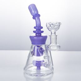 Headshop214 GB108 About 7.48 Inches Height Glass Water Bong Dab Rig Smoking Pipe 14mm Male Dome Glass Bowl Classic Color Bubbler Bongs
