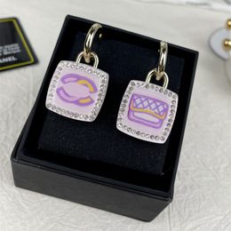 مصمم أقراط للنساء Pink Square Hoop Stud Charm Charm Resin Rings Rings Jewelry Lady Party Gift