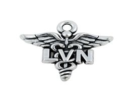Antique Silver Plating Medical Licensed Vocational Nurse LVN Charms Caduceus Medical Symbol Charms AAC1782738246