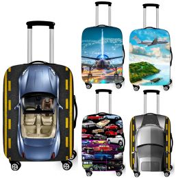 Accessories fashion car / Aeroplane print luggage cover for travelling antidust suitcase protective covers baggage trolley case cover