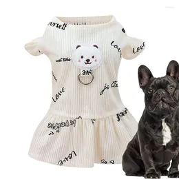 Dog Apparel Dresses For Small Dogs Bear Pattern Cartoon Dress In Polyester Soft Fashionable Comfortable Pet Clothes Daily Wear