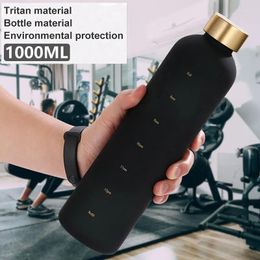 Water Bottles 1L Bottle With Time Marker 32oz Motivational Reusable Fitness Sports Cup For Outdoors Travel Camping