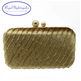 Bags Royal Nightingales Women Evening Purse Minaudiere Clutch Bag Bridal Wedding Clutches Chain Handbag Gold Silver Black