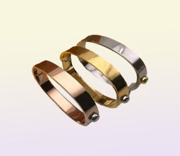 Designer Bangle Rose Gold Silver Stainless Steel Luxury Simple Cross Pattern Buckle Love Jewellery Women Mens Bracelets Brand Cart2011611