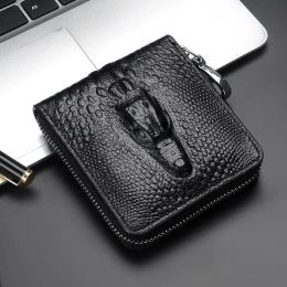 Wallets Crocodile Pattern Genuine Leather Purse Male Walet Multifunction Storage Zipper Bag Coin Purse Credit Card Holder Wallets