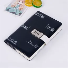 Office Notebook Business Notepad Student Diary PU Leather Writing Paper With Password Lock A5 Agenda Calendar Book Sketchbook