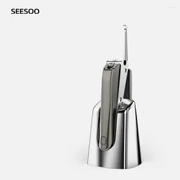 Nail Art Kits High-Quality 2-Piece Set Of SEESOO Splash-Proof Clipper Ear Spoon Adult Office Supplies With Magnetic Base