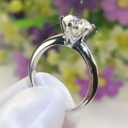 Cluster Rings Real 9K White Gold Ring Women Engagement Anniversary Party Wedding Classic Round Moissanite Diamond 0.5 1 2 3 4 5