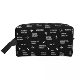 Storage Bags Take Off Checklist Aviation Lovers Travel Cosmetic Bag Aircraft Pilot Toiletry Makeup Organiser Lady Beauty Dopp Kit