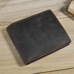 Wallets Newsbirds Simple Design Leather Short Wallet For Men Male Real Cowskin Short Card Purse Mini Men's Slim Purse Men Wallet Thin