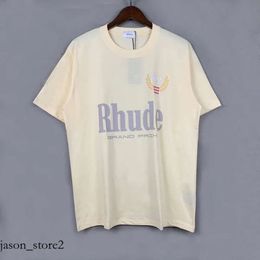 RH Designers Mens Rhude Embroidery T Shirts for Summer Mens Tops Letter Polos Shirt Womens Tshirts Clothing Short Sleeved Large 779