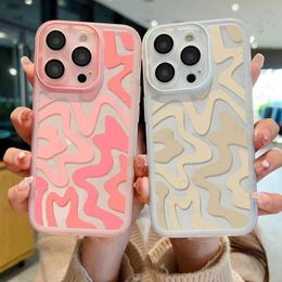 Cell Phone Cases For iPhone 15 Pro Max 14 13 15 Pro Stripe Pattern Clear Phone Case Shockproof Bumper Silicone Transparent Slim Soft Back Cover J240418