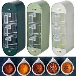 Storage Bottles Wall Mounted Spice Box With 5 Compartments And Handles Sugar Salt Container Set Clear Seasoning Boxes Kitchen Supplies