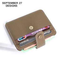 Holders Mini Credit Card Wallet Women Genuine Leather Sheepskin Casual Hasp Small Purses Female Storage ID/Bus Card Bag