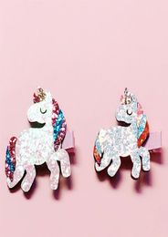 Fashion Cute Glitter Unicorn Hairpins Solid Felt Animal Horse Hair Clips Princess Headwear Boutique Hair Accessories73498537577585