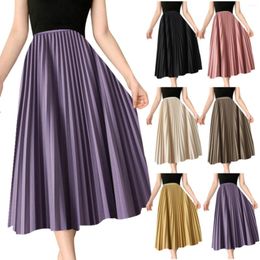 Skirts Suspender Skirt Draped Pleated Half Women's Mid Length High Waist A Line Midi Wool