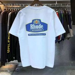 Mens Designer T Shirt Rhude Shirt Card Logo Lettered Print Rhude T Shirt Couples for Men and Women Tshirt Cotton is Loose in Summer 152