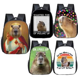 Bags Animal Capybara Printing Backpacks Funny Pull Up Kids Kindergarten Bags Children School Bag Baby Toddler Backpacks Bookbags