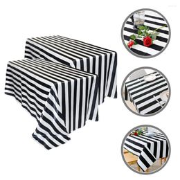 Table Cloth 2 Pcs Striped Tablecloth Christmas Decorations Carnival Tablecloths Decorate Picnic Plastic Party Covers Birthday Holiday