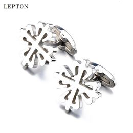 High Polishing Stainless Steel Cufflinks For Mens Wedding Groom Lepton Brand High quality Business Party Cufflinks 240412