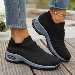 Casual Shoes Fashion Women Tennis Sports Sneakers Cushion Platform Elastic For Breathable Sock Walk Wedge