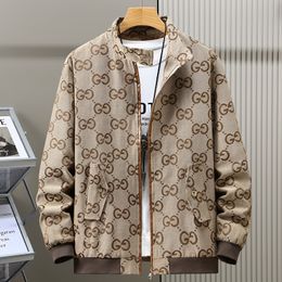 European Autumn New Product Trendy Brand Men's Letter Jacquard Youth Jacket Canvas Versatile Stand up Collar Coat Korean Edition Top