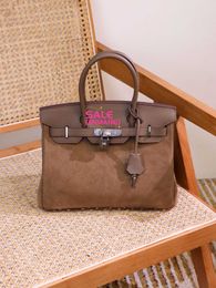 Luxury A Birknns Gao Ding Genuine leather bag handbag suede cowhide elephant gray bag bk25 30 bag 42L8