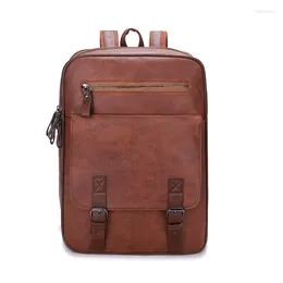 Backpack 2024 Vintage Men Backpacks Fashion High Quality Leather Male Korean Student Boy Business Laptop School Computer Bag