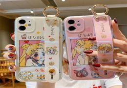 Japan Anime Cartoon Sailor Moon Luna Cat soft phone case for iphone 11 Pro Max X XS XR 7 8 plus 2020 SE Wrist bracket cover4711500