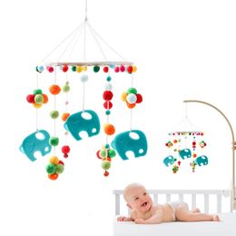 Baby Mobile Silicone Elephant Bed Crib Rattles Toys Gift Toddler Bell born Cotton Ball Room 240418