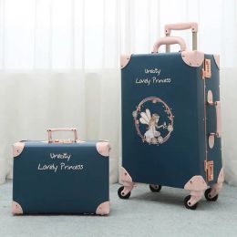 Sets Hot!New Vintage Floral PU Travel Bag Rolling Luggage sets,13"20"22"24"26"inch Women Retro Trolley Suitcase On Universal Wheels