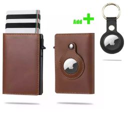 Holders Pop Aluminium ID Air Leather Card Case Up PU Holder Smart Money Airtag Tag Carbon Credit Men Wallet Fibre Hot Wallets RFID Cover