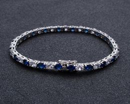 WholeBling Iced Out Chains Bracelets 7inch8inch 5mm Tennis Chain Blue Cubic Zirconia Hip Hop Jewellery For Men Women6739873