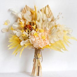 Decorative Flowers Dried Real Pampas Boho Style Wedding Handheld Flower Grass Bouquet Floral Backdrop Decor