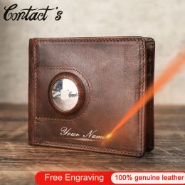 Wallets Men Airtag Wallet Card Genuine Leather Slim RFID Wallets for Apple Airtag Case Money Clip Card Holder Casual Male Purse Smart