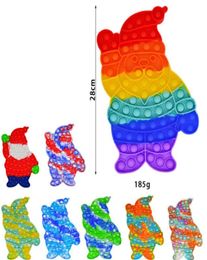 28cm Toys Rainbow Anti Stress Santa Claus Bubbles Push Sensory Toy Stress-Reliever Board Games Reusable Squeeze Kids Adult Xmas Gifts5191168