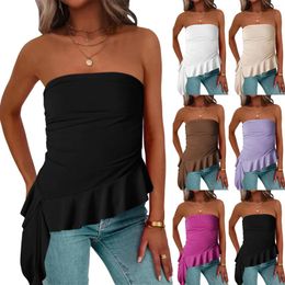 Camisoles & Tanks Women Going Out Crop Top Summer Sleeveless Asymmetrical Mesh Tank Fitted Party Tops Womens Short Sleeved Athletic