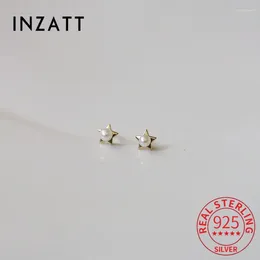Stud Earrings INZAReal 925 Sterling Silver Pearl Star 14K Gold For Women Cute Fine Jewellery Piercing Accessories Drop