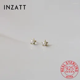 Stud Earrings INZAReal 925 Sterling Silver Pearl Star 14K Gold For Women Cute Fine Jewelry Piercing Accessories Drop