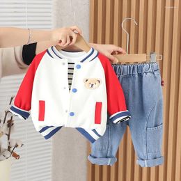 Clothing Sets 2024 Spring Western Baby Boy Clothes Luxury Designer 1-5T Cartoon Patchwork Baseball Uniform T-shirts Pants Kids Outfit Set