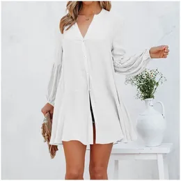 Casual Dresses 2024Autumn And Winter Women's Solid Colour Combination Loose Cardigan Button Top T-shirt Fit Roupas Femininas