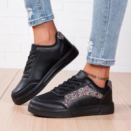 Casual Shoes TUINANLE Women Platform Lace Up Glitter Bling Black Flats Sneakers Non Slip Running Sports Woman Zapatillas