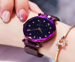 Luxury Diamond Rose Gold Women Watches Starry Sky Magnetic Mesh Ladies Quartz Wrist Watch For relogio feminino montre femme 20209084177