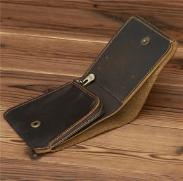 Purses Wholesale New Leather Crazy Horse Leather Wallet Men's Short Business Retro First Layer Cowhide Coin Purse