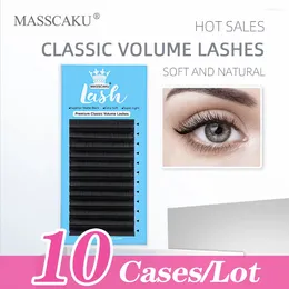 False Eyelashes MASSCAKU 10cases/lot Fast Ship Classic Extension Natural Synthetic Mink Individual Eyelash Supplies Makeup Cilio