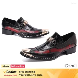 Dress Shoes Men's Show Lace-up Metal Pointed Toe Casual Fashion Leather For Men Wedding Business