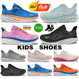 Big Kids shoes Clifton 9 Girls Boys Running shoe Toddler Basketball Sneakers Trainers One Free People Designer youth Runner breathable Black White Size Eur28-37