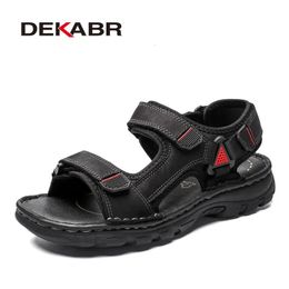 DEKABR Size 48 Male Genuine Leather Sandals Summer Casual Men Shoes Vacation Beach Fashion Outdoor NonSlip Sneakers 240417